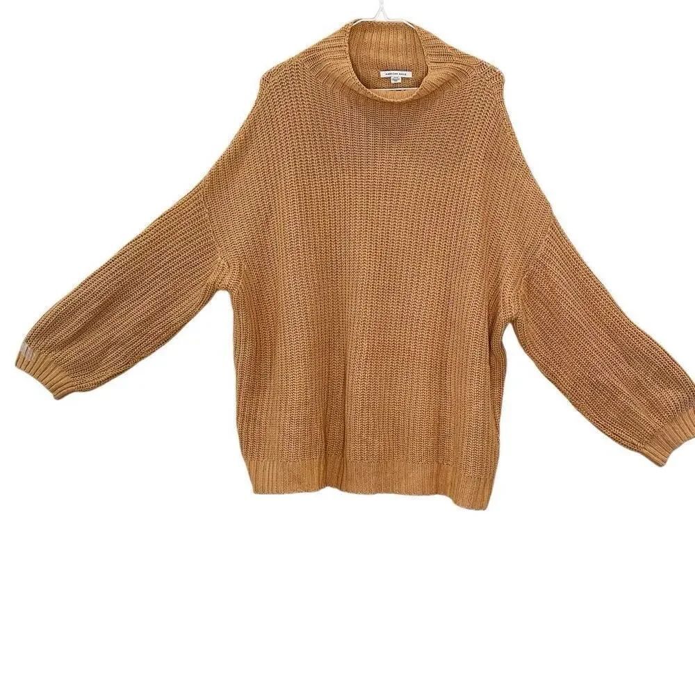 American Eagle Chunky RibbedβOversized Dreamspun Pullover Sweater Tan Medium
